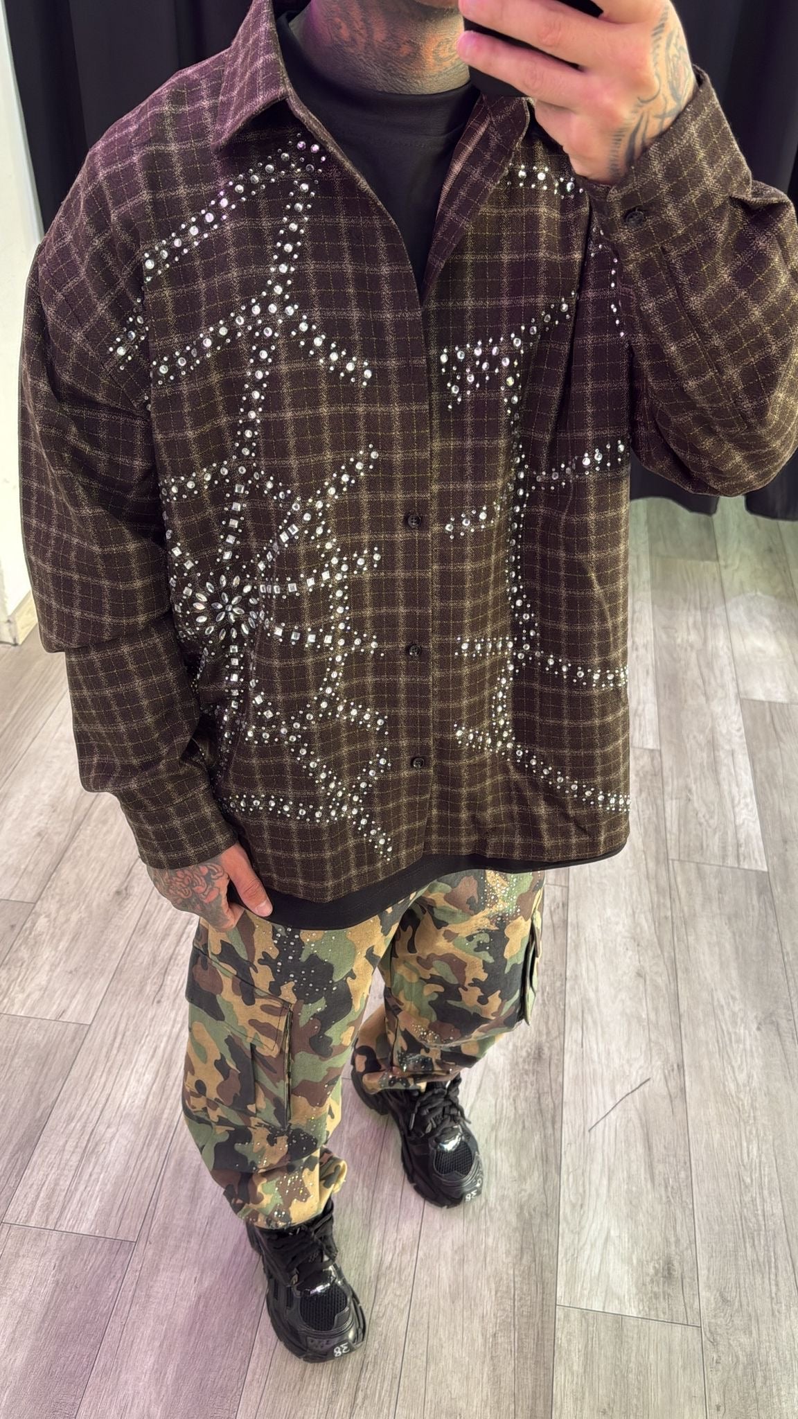 Camicia a quadri marrone