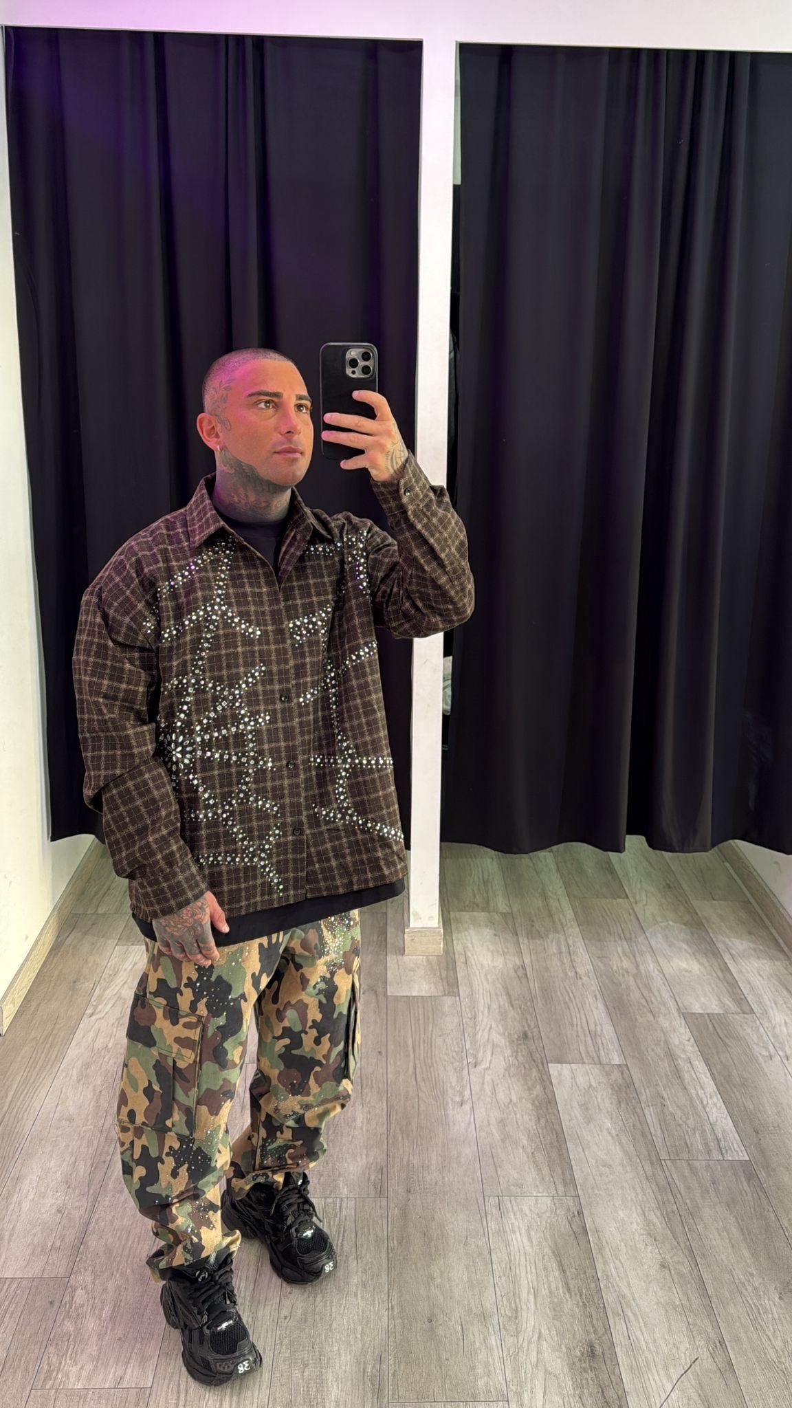 Camicia a quadri marrone