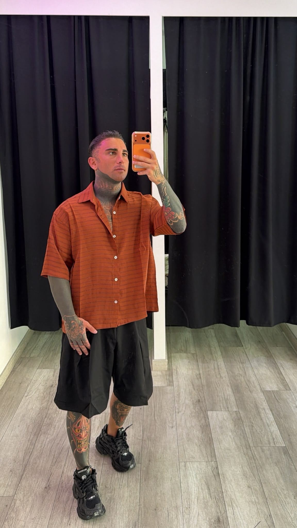 Camicia a righe arancione