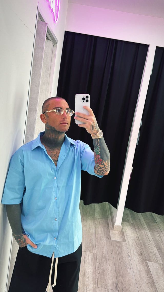 Camicia manica corta azzurra