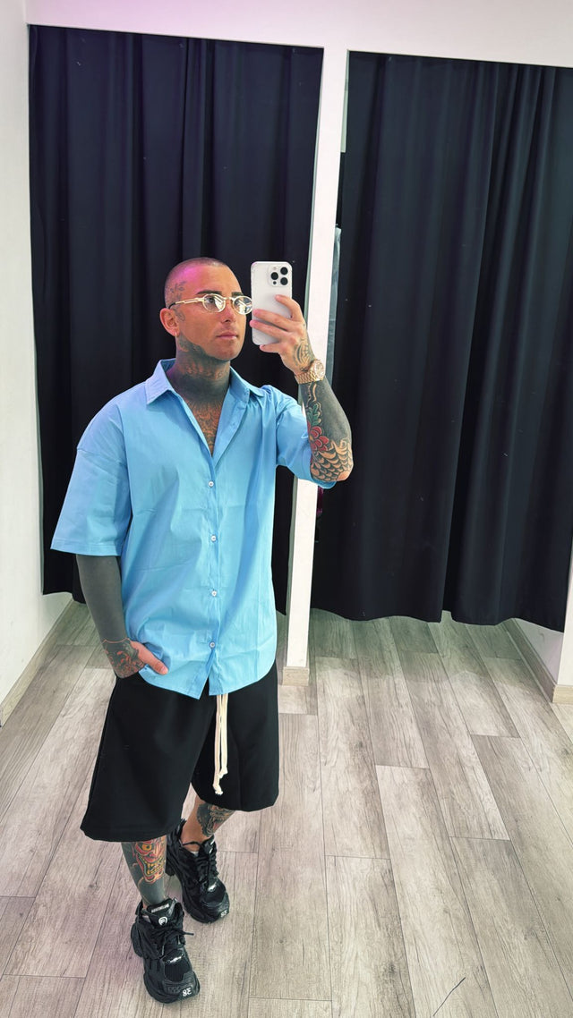 Camicia manica corta azzurra