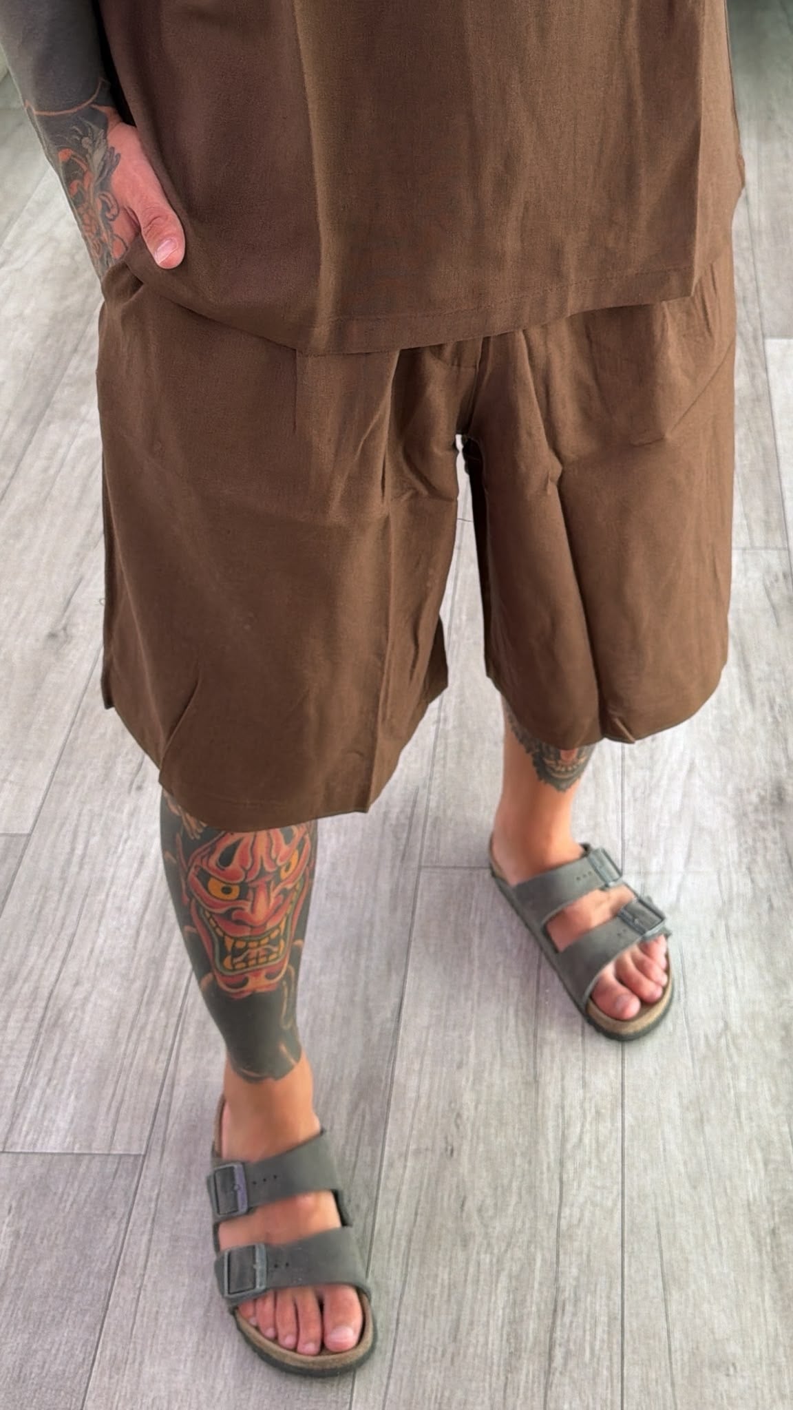 Coordinato lino marrone