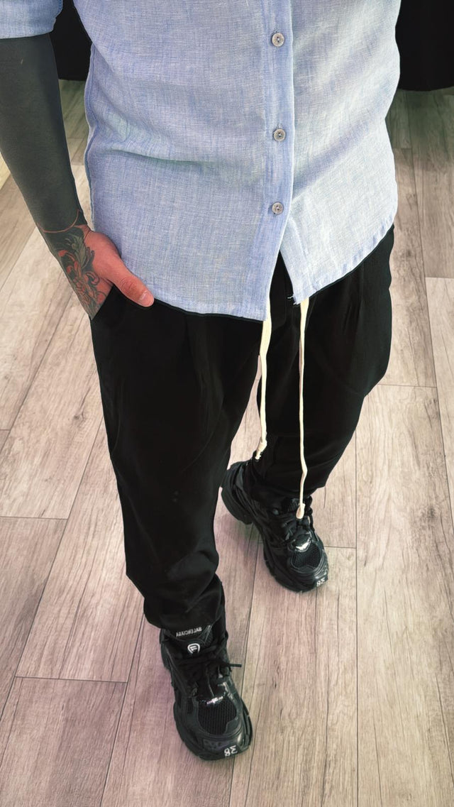 Pantalone fashion lino nero
