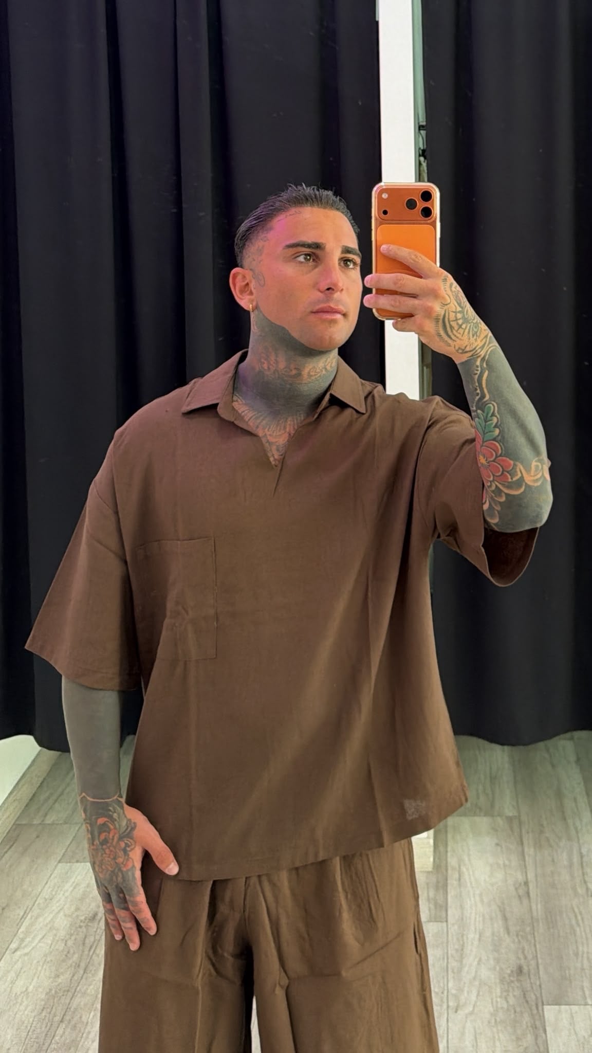 Coordinato lino marrone
