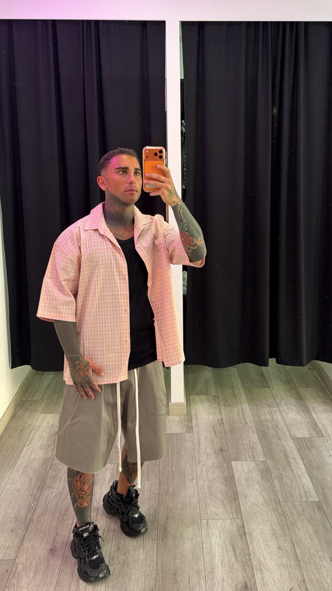 Camicia a quadri rosa