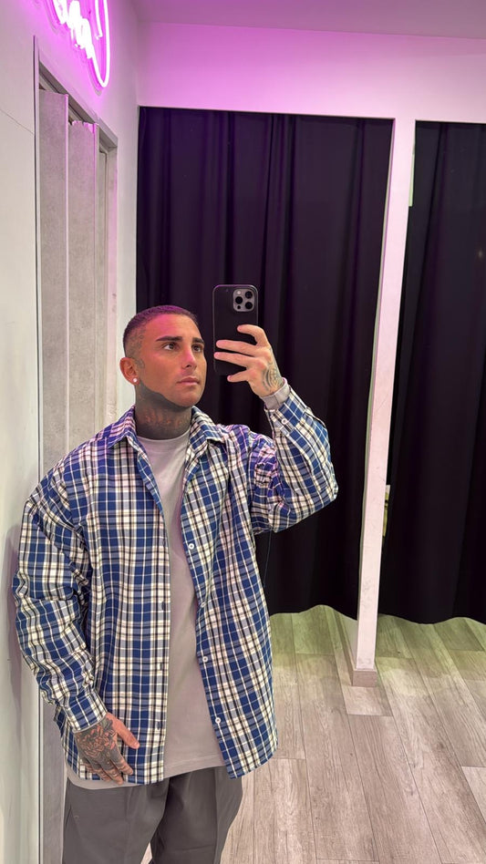 Camicia a quadri blu/crema