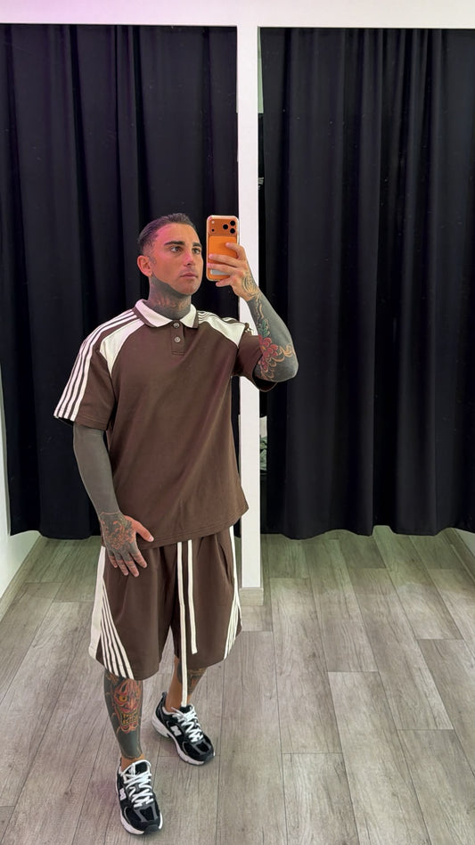 Coordinato righe crema e marrone
