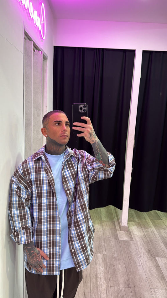 Camicia a quadri azzurra