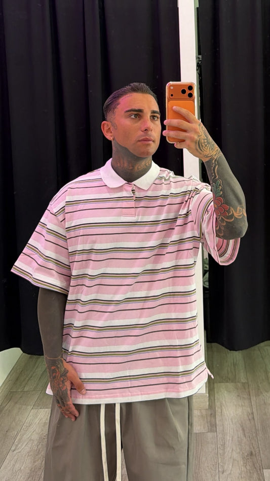 Polo a righe rosa