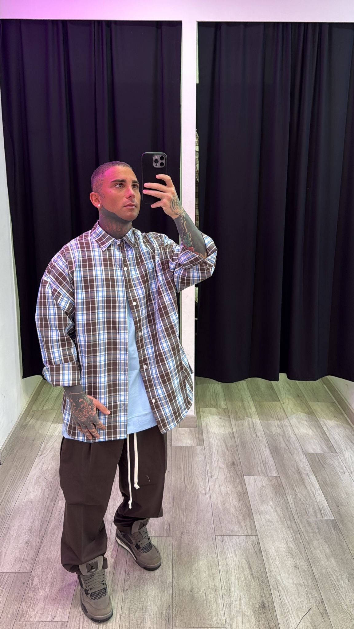 Camicia a quadri azzurra