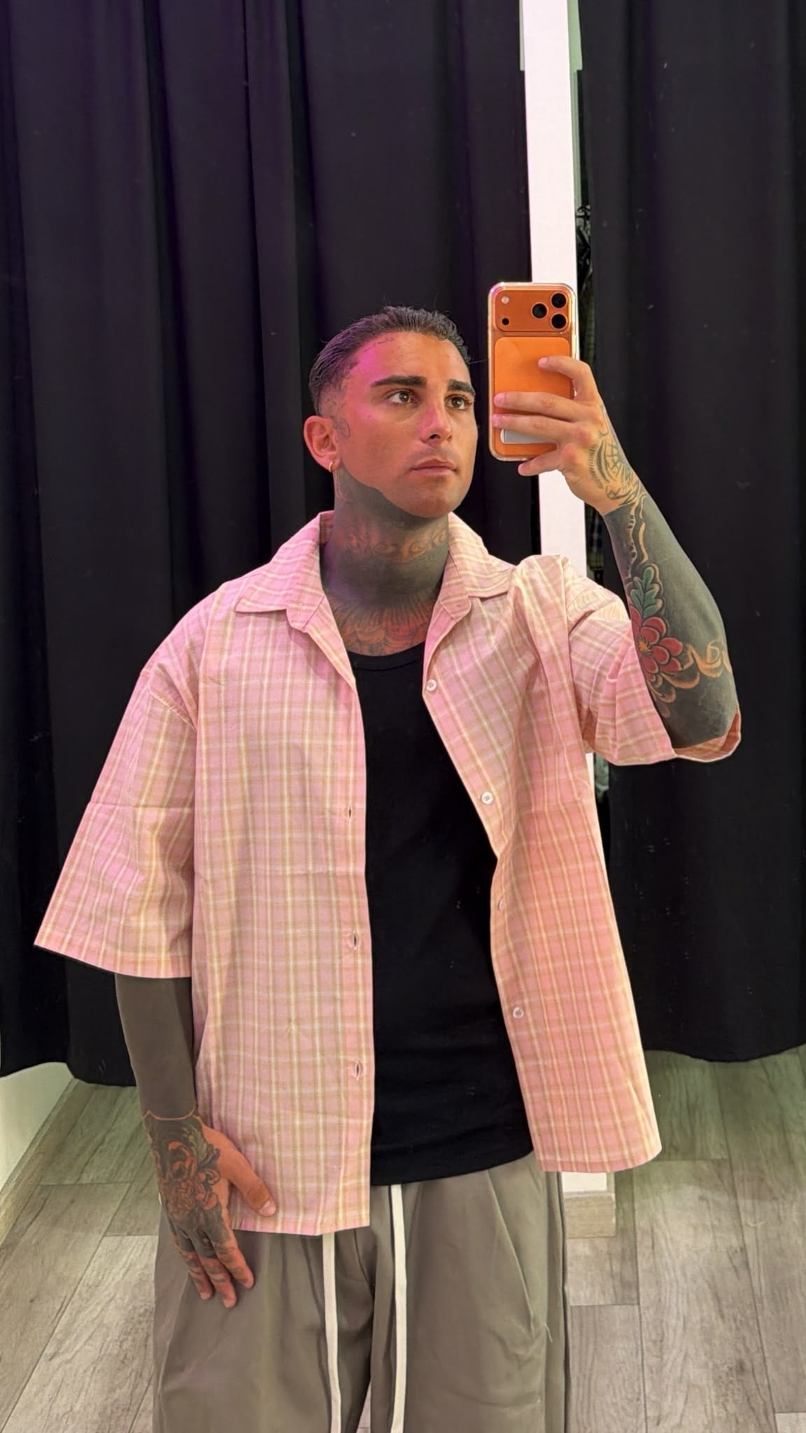 Camicia a quadri rosa