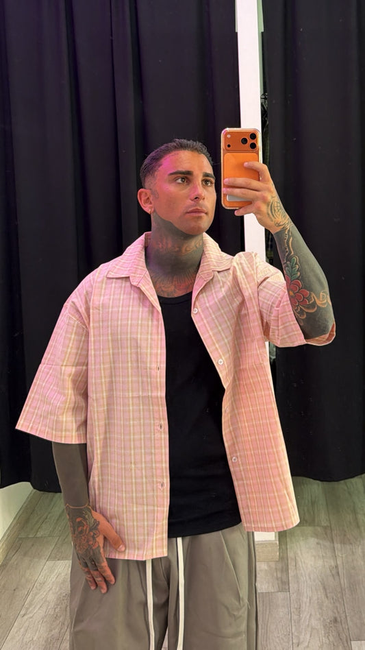 Camicia a quadri rosa