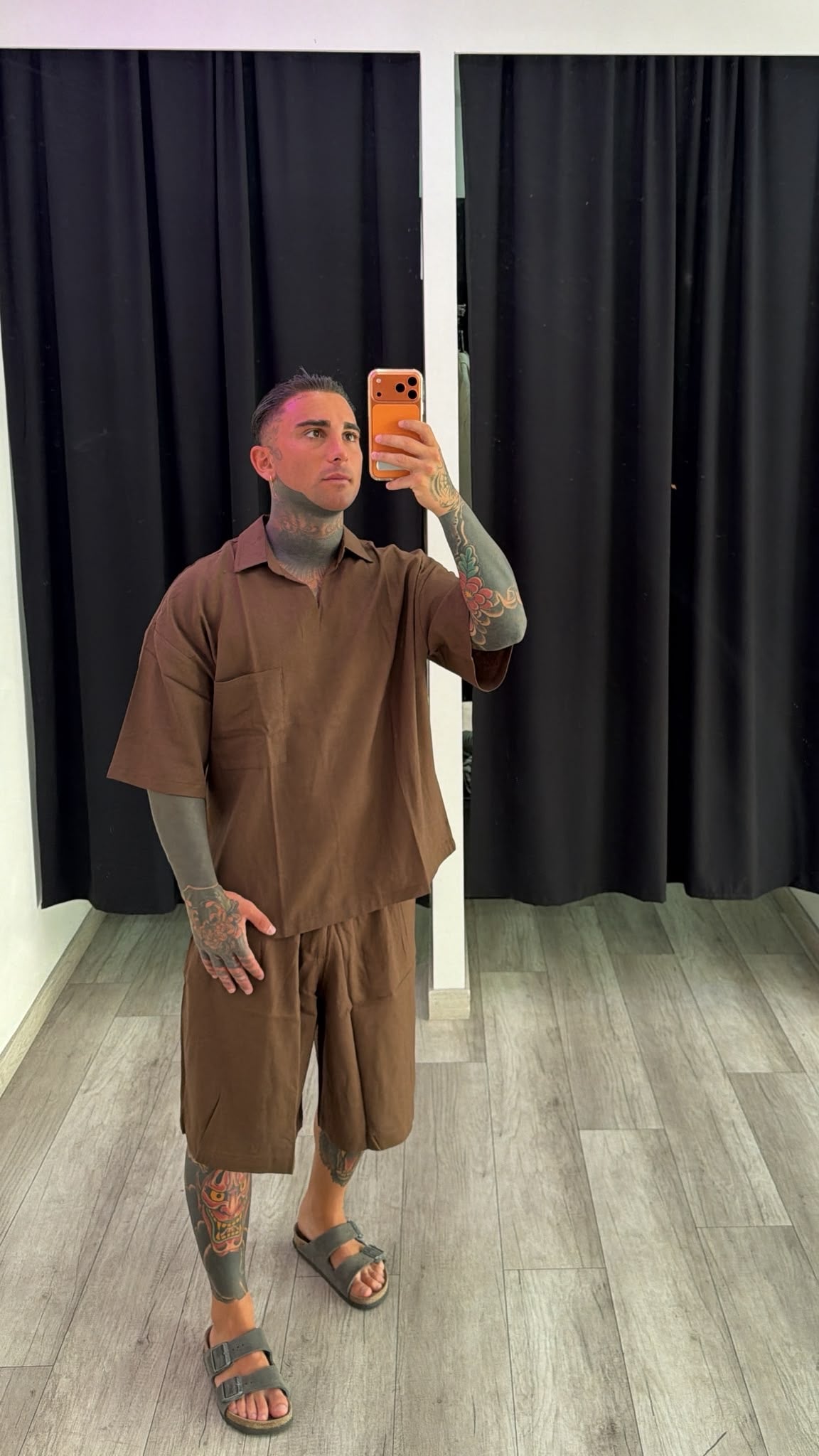 Coordinato lino marrone