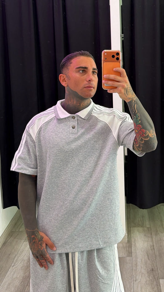 Coordinato righe grigio e bianco