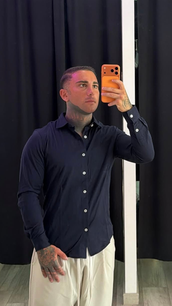Camicia in cotone blu