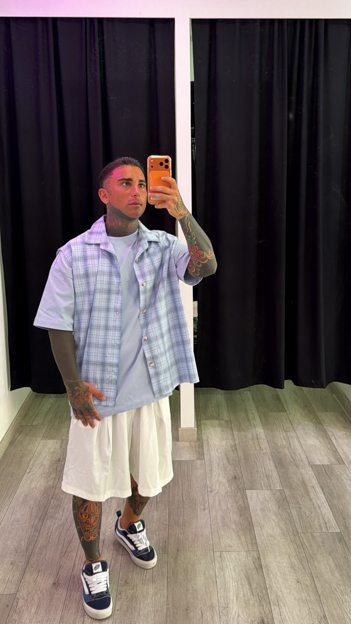 Camicia smanicata a quadri