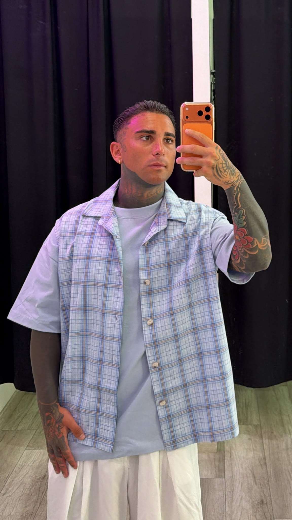 Camicia smanicata a quadri