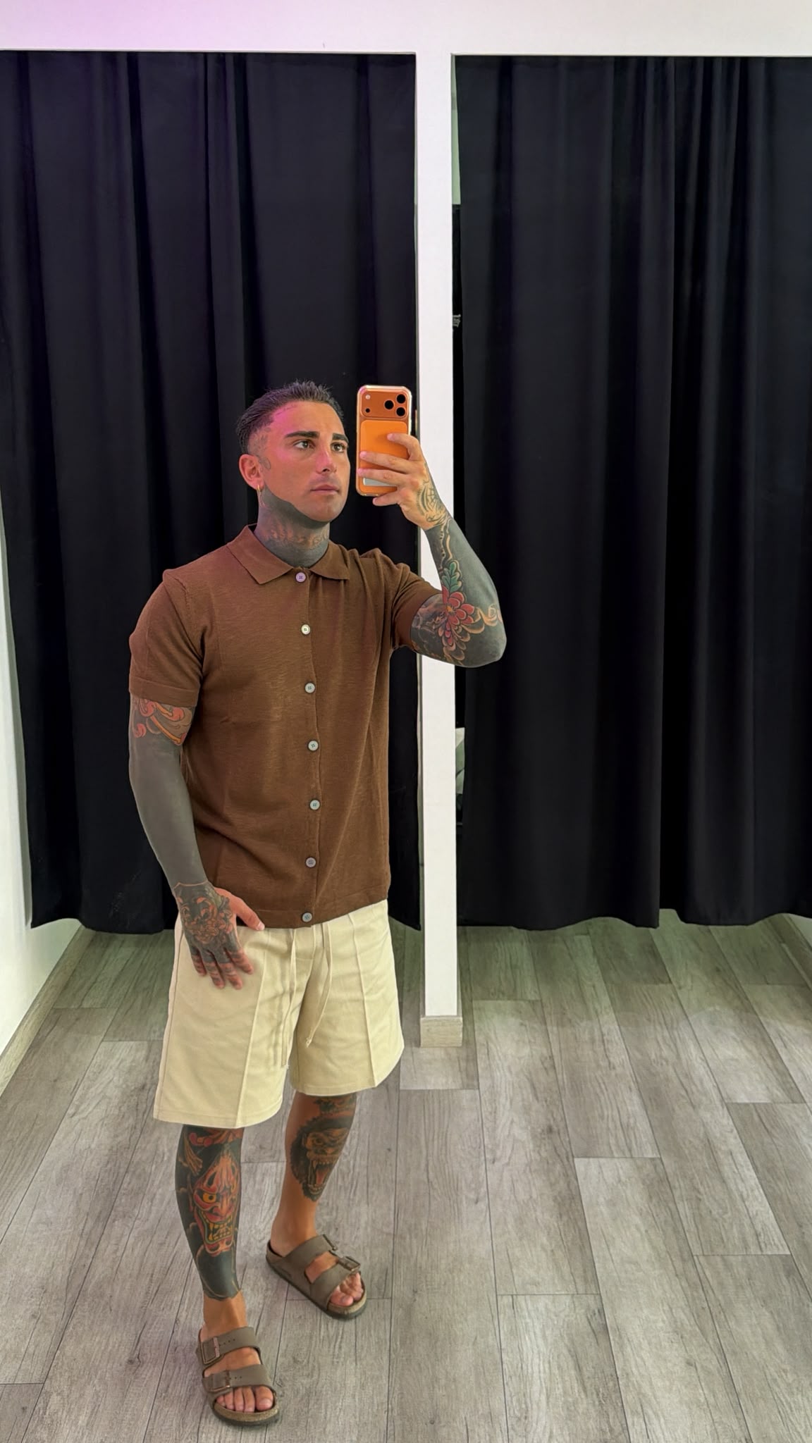 Camicia in filo marrone