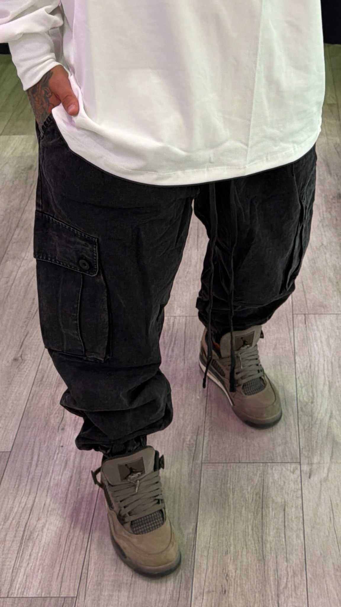 Cargo slavato nero