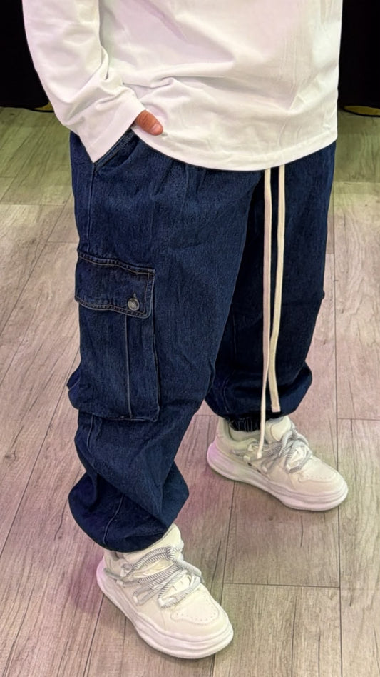 Cargo denim blu