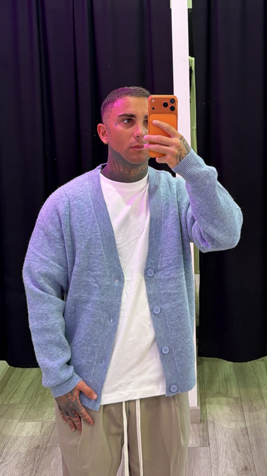 Cardigan azzurro over